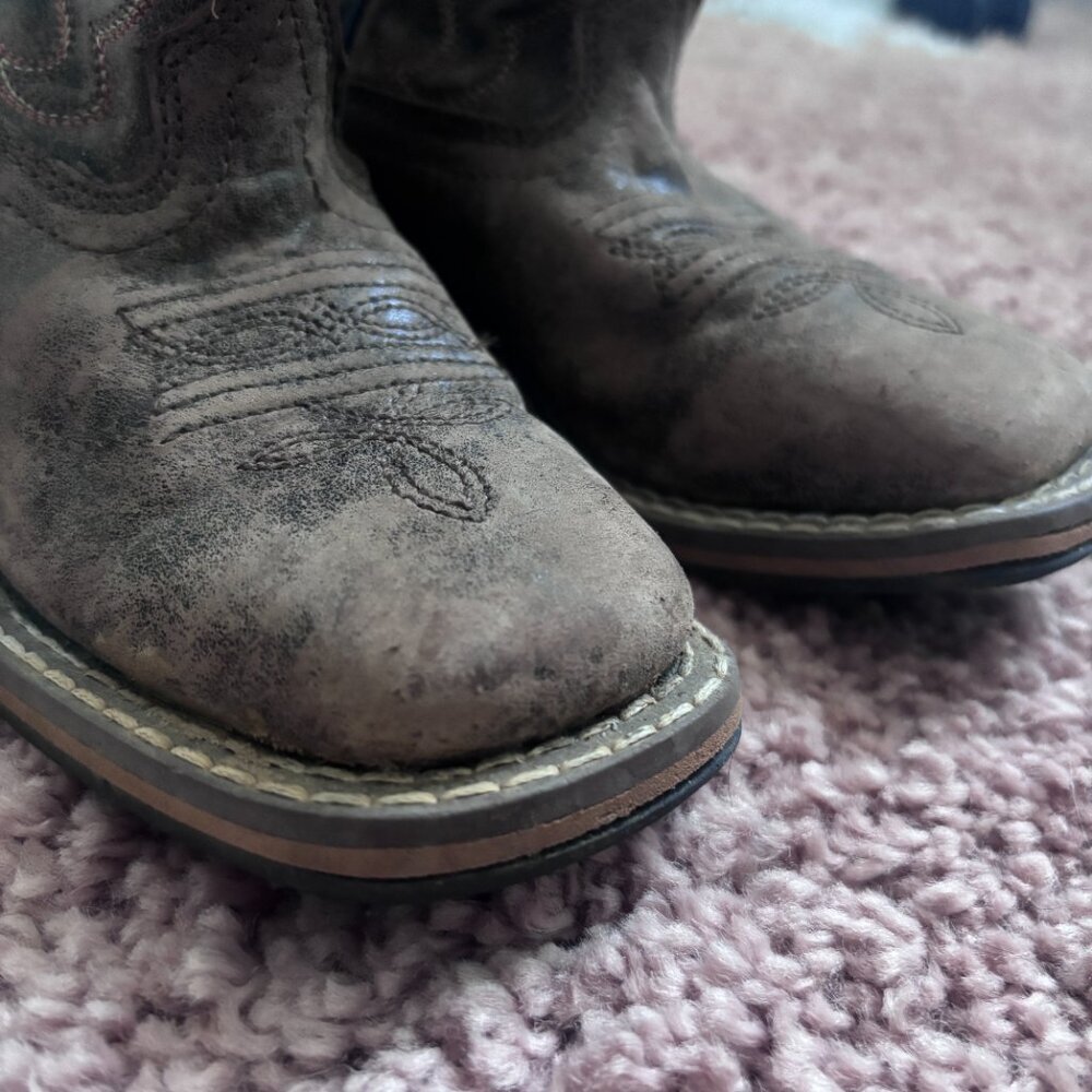 Smoky Mountain Western Boots Girls Size 9 Brown Leather Distressed Cowgirl 3850C - Picture 5 of 6